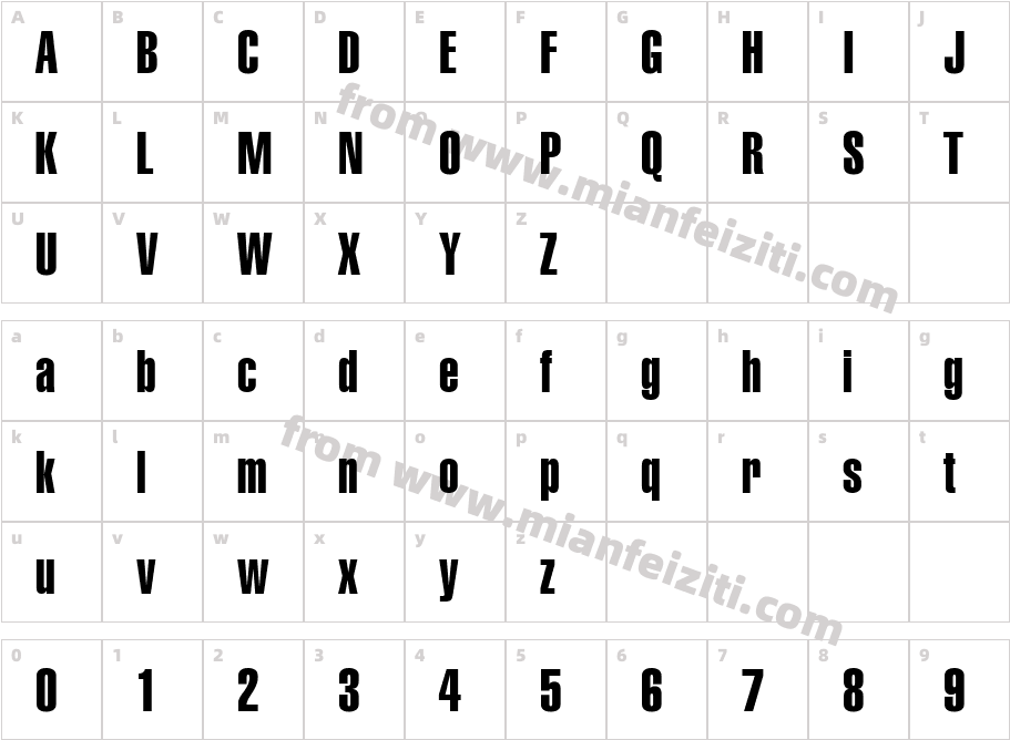 Helvetica LT W01 X Compressed字体字体映射图