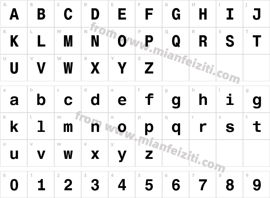 Helvetica Monospaced Pro Bold字体字体映射图