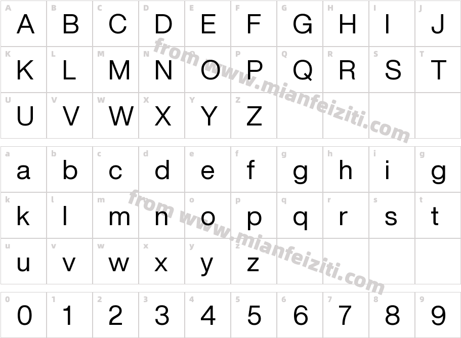 HelveticaNowDisplay Regular字体字体映射图