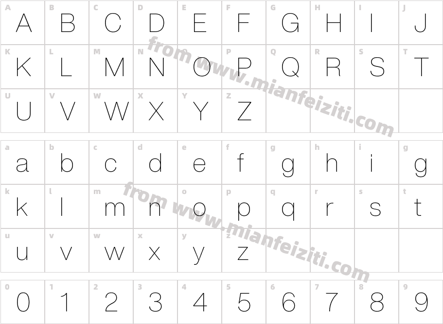 HelveticaNowDisplay Thin字体字体映射图