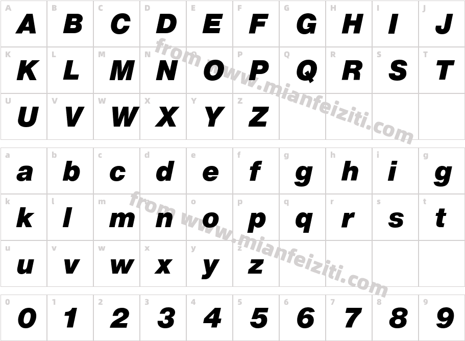 HelveticaNowText BlackItalic字体字体映射图