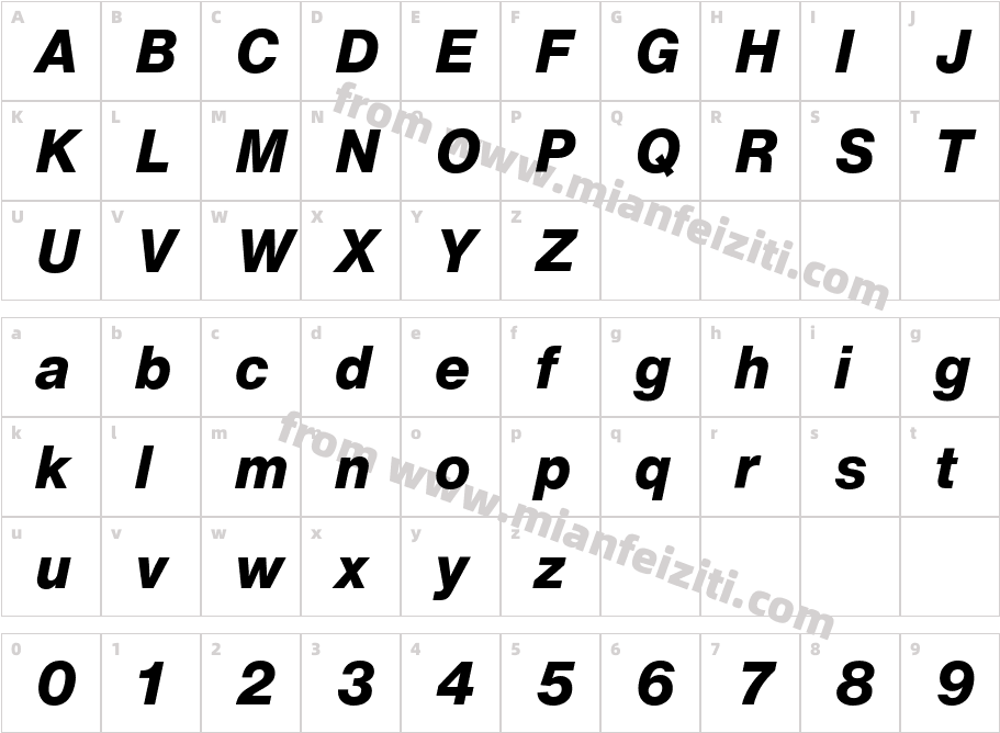 HelveticaNowText ExtBdIta字体字体映射图