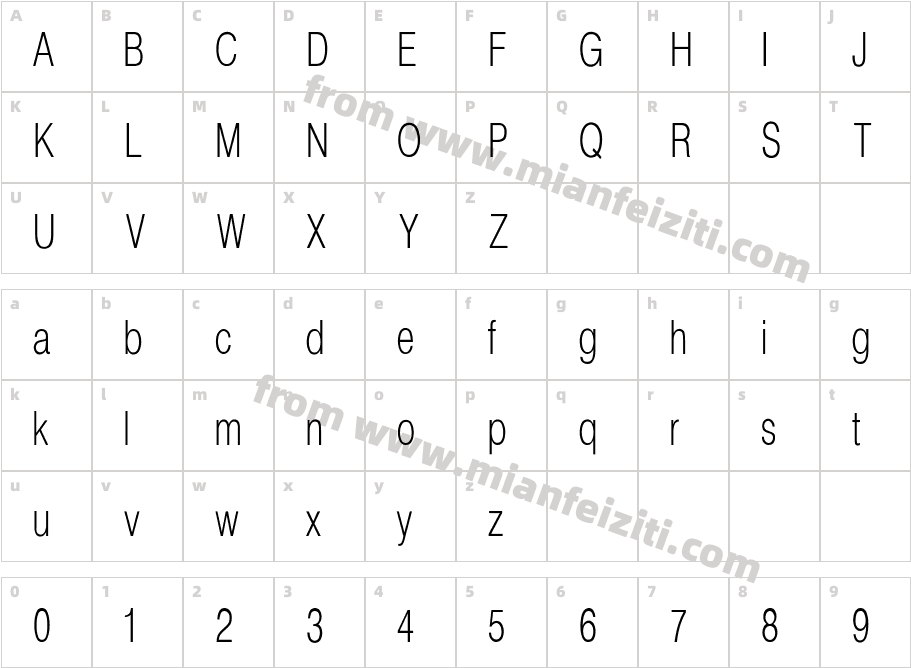Helvetica_Condenced Normal字体字体映射图