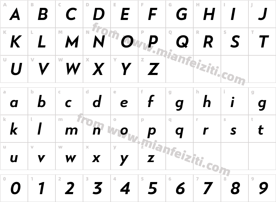 RNS Miles XBold Italic字体字体映射图