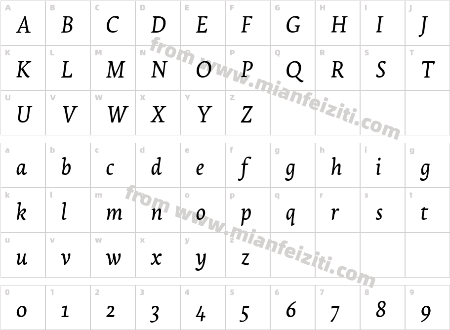 LemonSerif Italic字体字体映射图