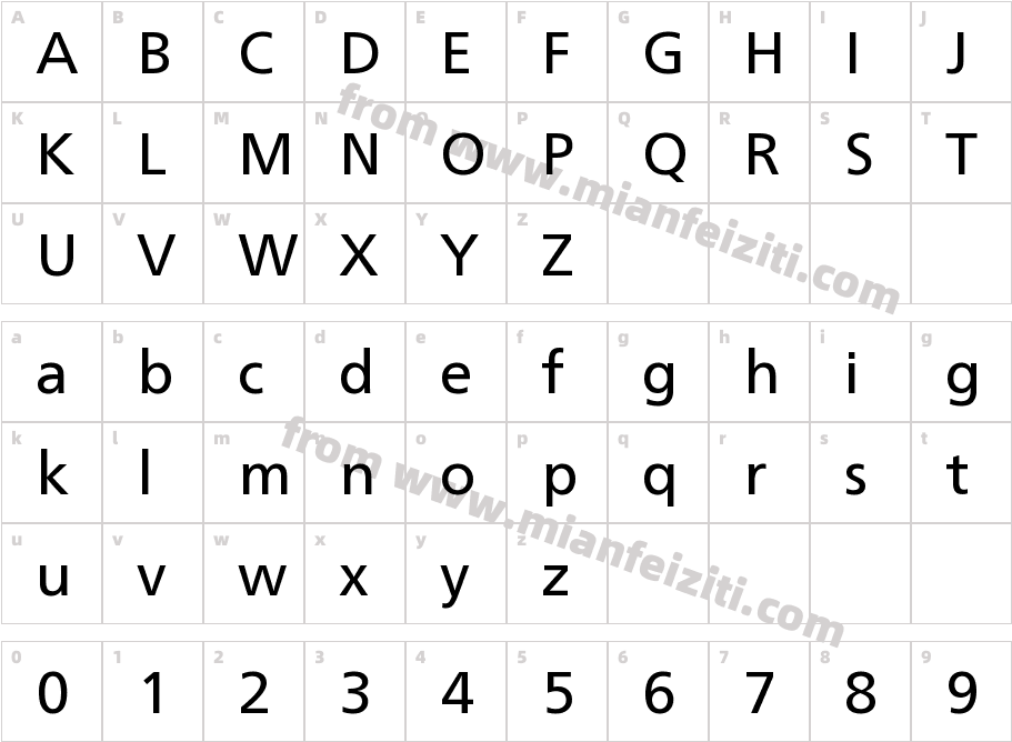 Frutiger Neue LTW1G Regular字体字体映射图