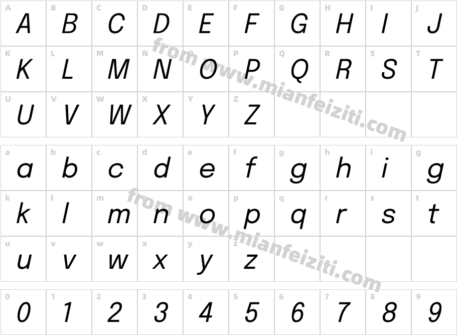 Epilogue Italic字体字体映射图