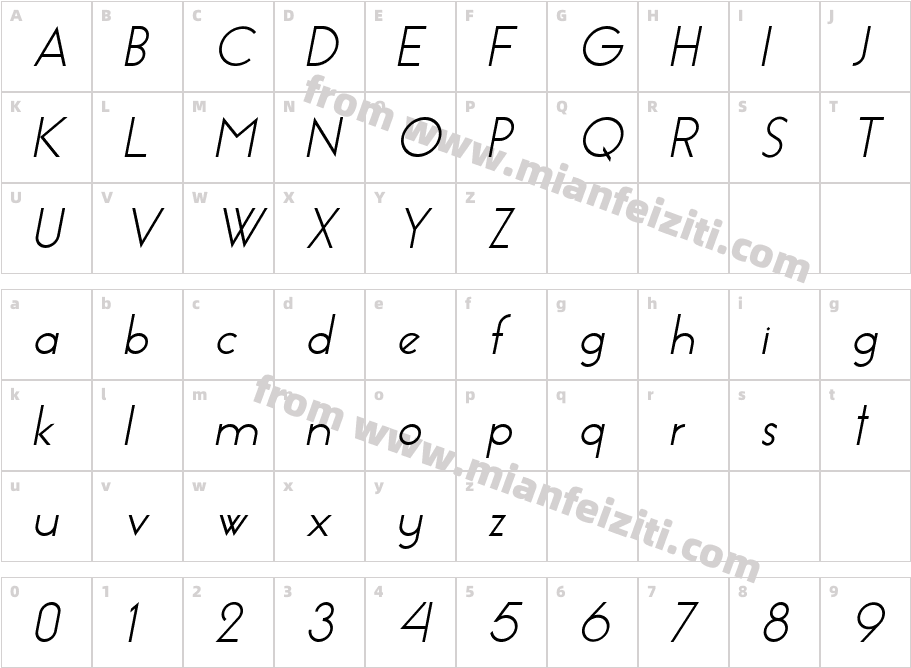 EssenceSans Italic字体字体映射图