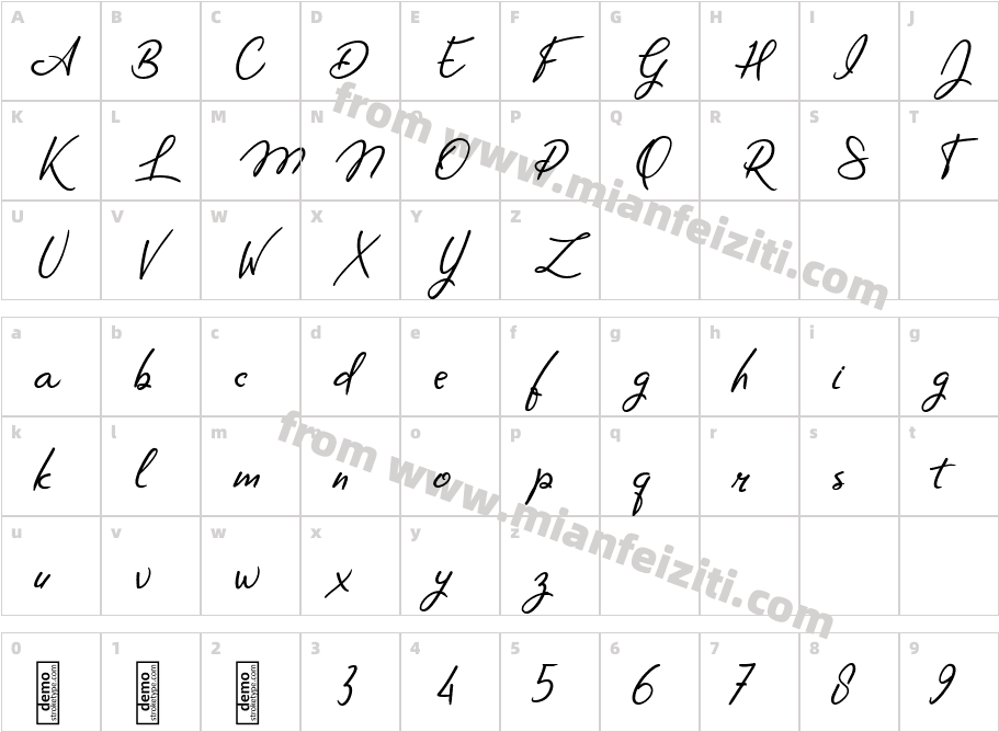 Etaglyphs free Regular字体字体映射图