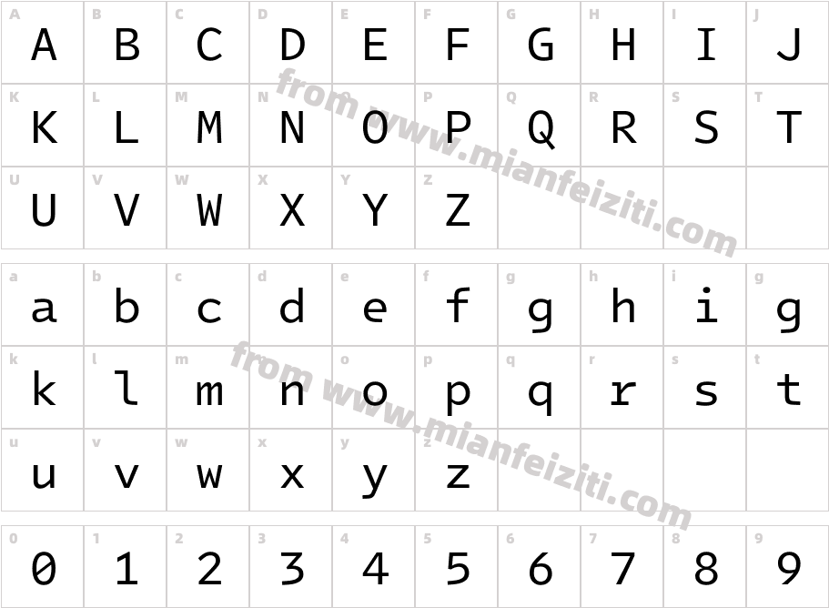 IntelOneMono Regular字体字体映射图