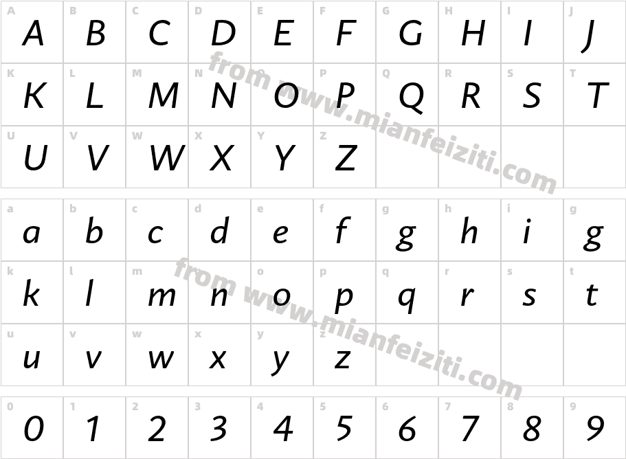Guyot Sans Italic字体字体映射图
