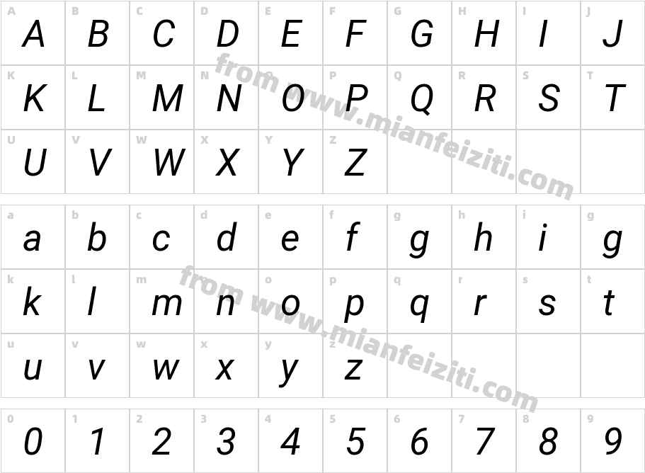 Editeshion Italic字体字体映射图