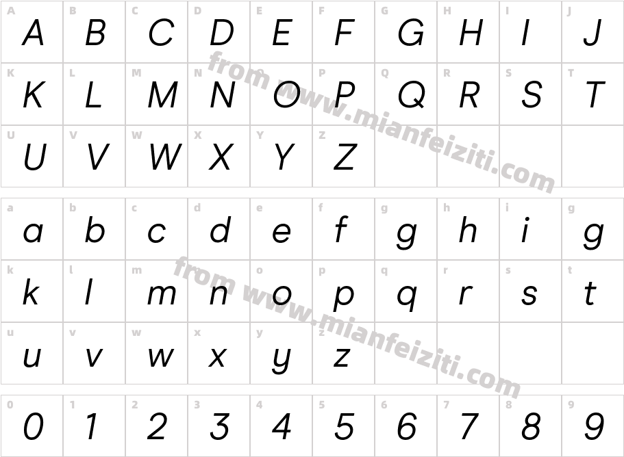 Modern Era Italic字体字体映射图