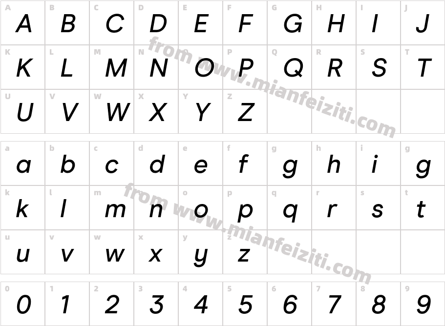Modern Era Medium Italic字体字体映射图