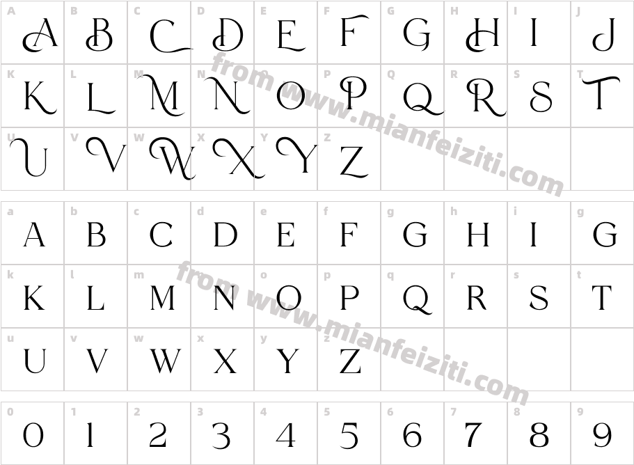 Archane Regular字体字体映射图