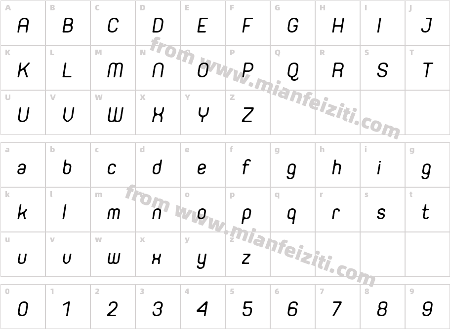 Orev Edge Italic字体字体映射图