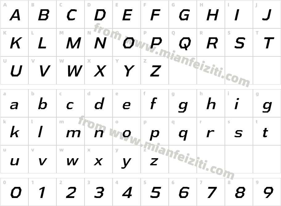 AthabascaRg Italic字体字体映射图