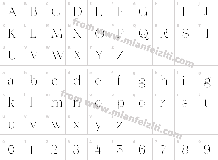 Lenora Thin字体字体映射图