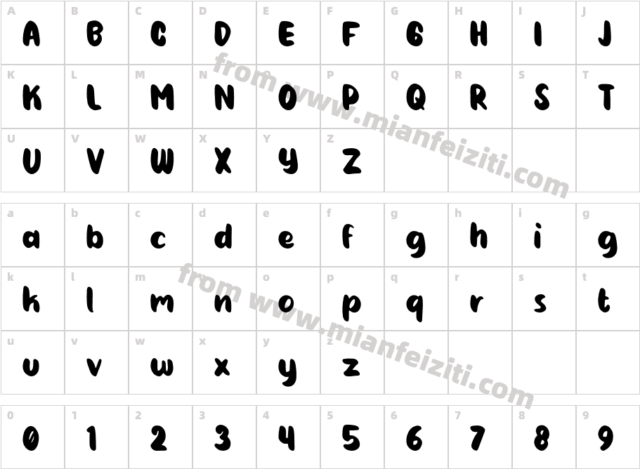 BabyBison Regular字体字体映射图