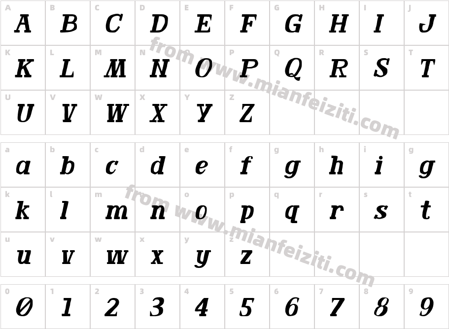Badgeworthy Italic字体字体映射图