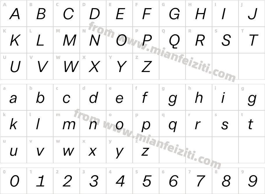 Allrounder Grotesk Test Regular Italic字体字体映射图