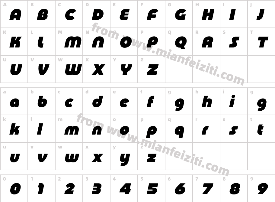 Basenji Heavy Italic字体字体映射图
