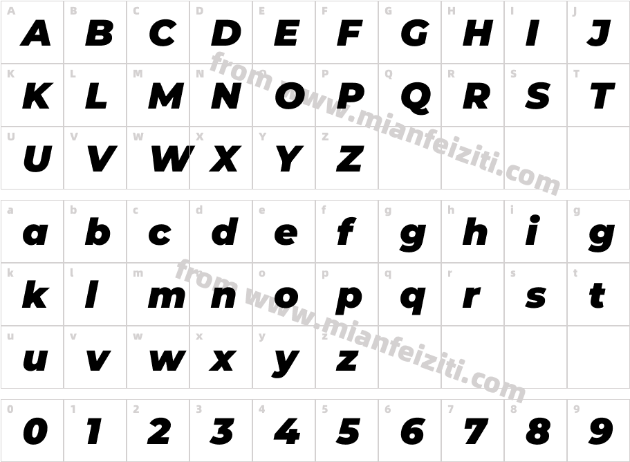 Montserrat Black Italic字体字体映射图