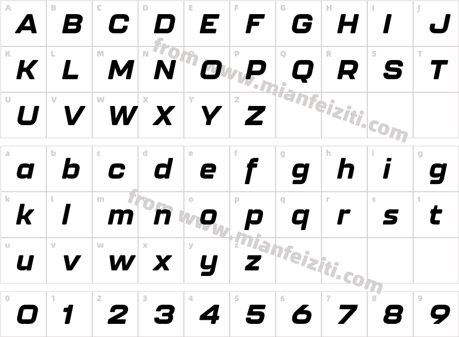 Kallisto Heavy Italic字体字体映射图