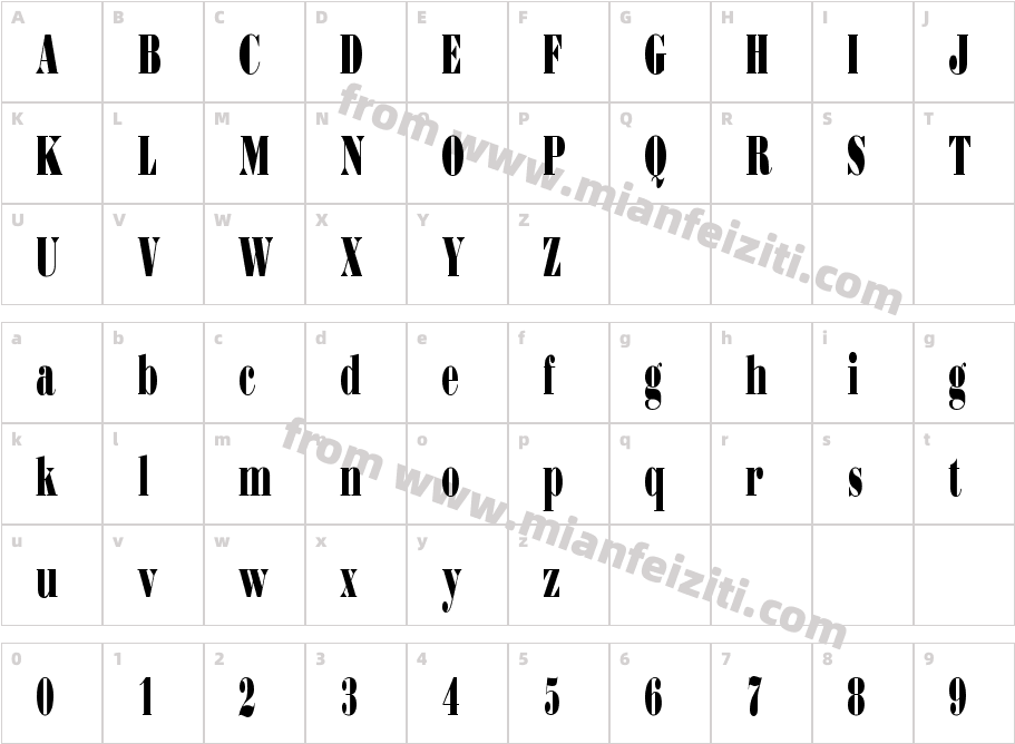 Borjomi Condensed C字体字体映射图