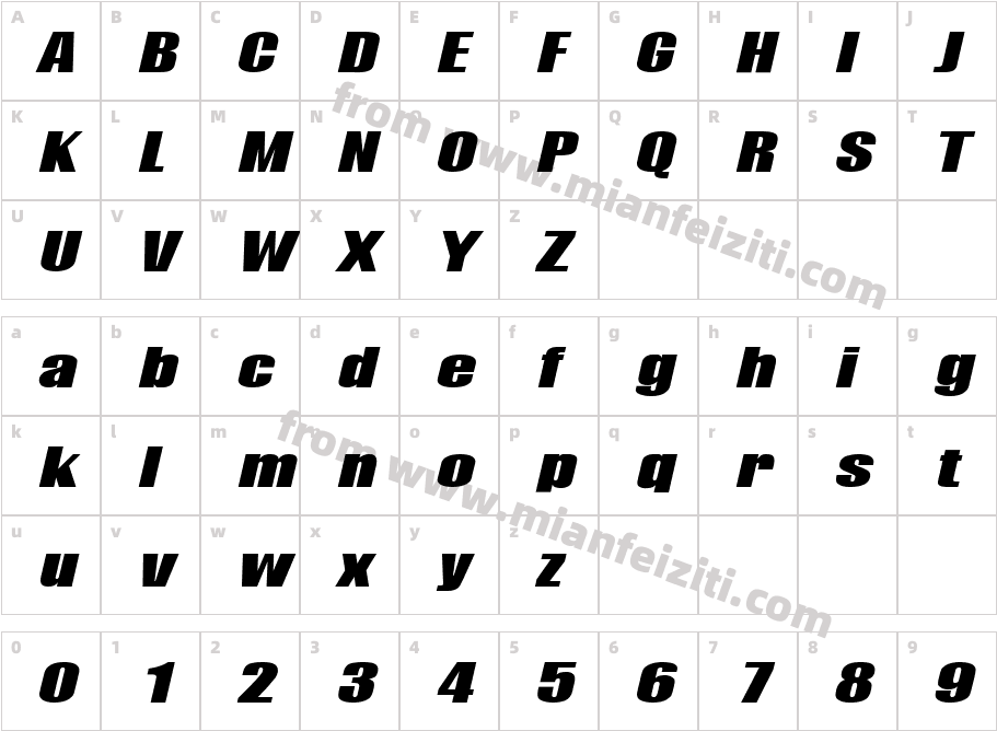 Nymeria ExtraBold Italic字体字体映射图