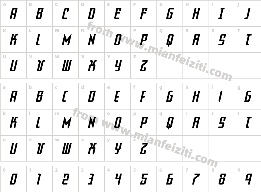 Warriatron Condensed字体字体映射图