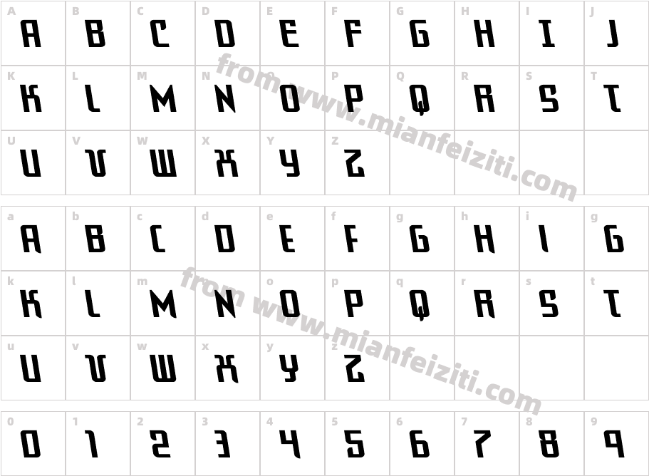 Warriatron Semi Leftalic字体字体映射图