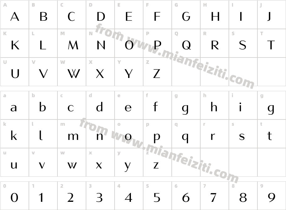 Wienerin Petite Regular字体字体映射图