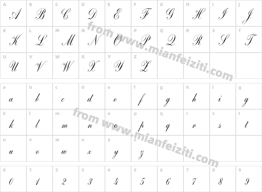 CopperplateScript字体字体映射图