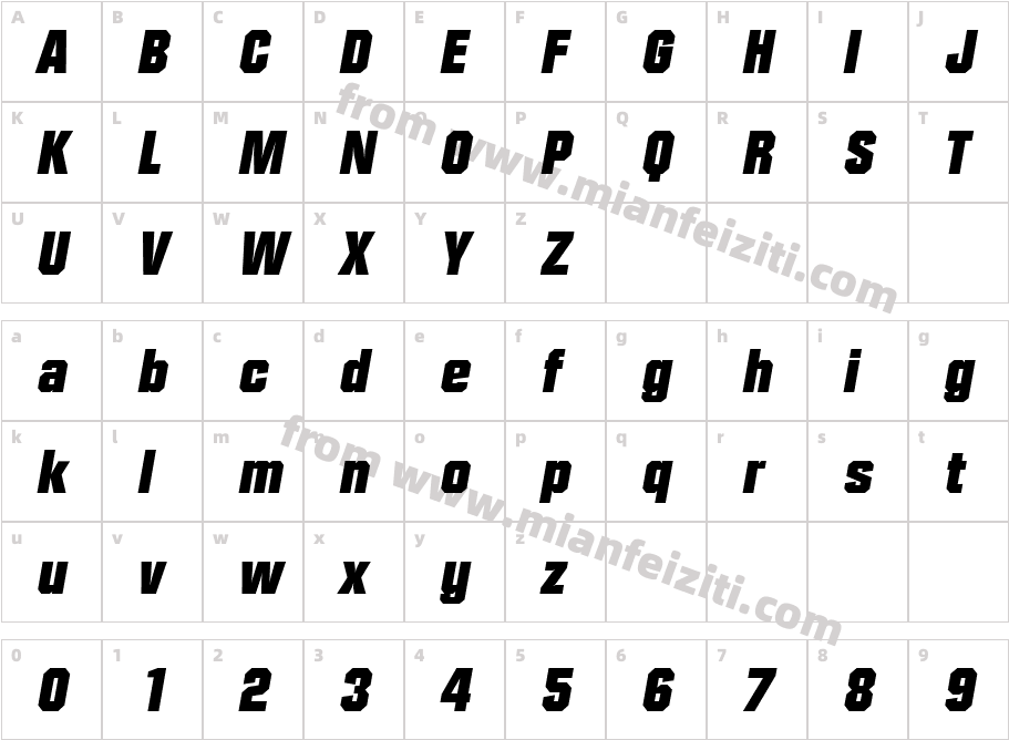 Diamante Serial Heavy RegularItalic字体字体映射图