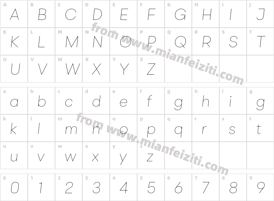 BR Omega Thin Italic字体字体映射图