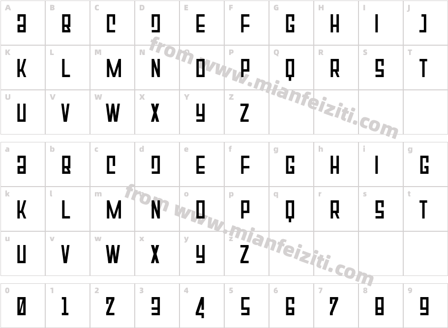 Afronik  Regular字体字体映射图