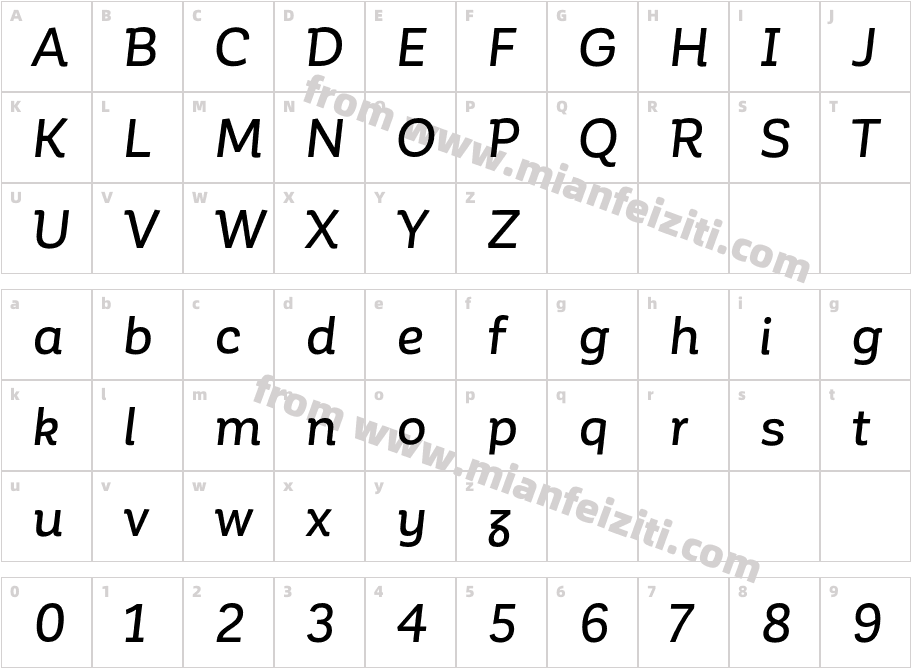 Corporative  Alt  Medium  Italic字体字体映射图