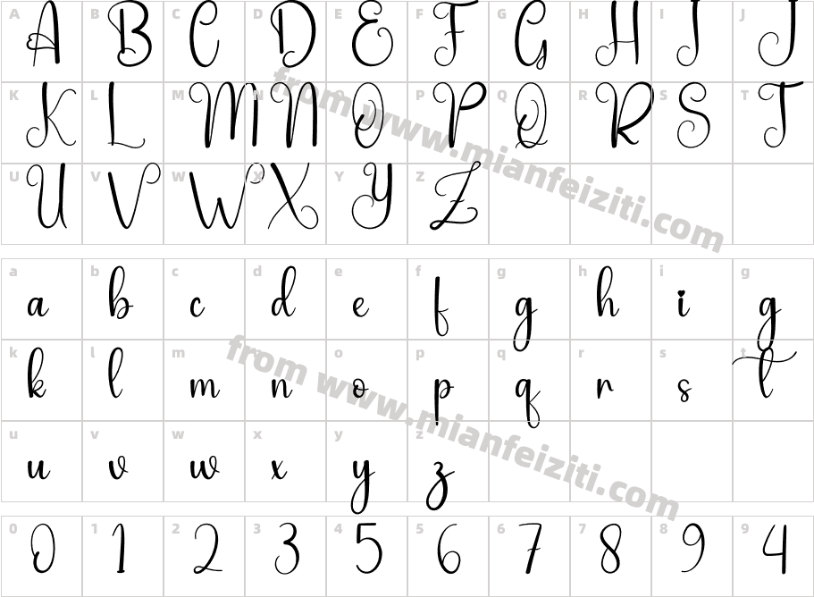Envelope Regular字体字体映射图