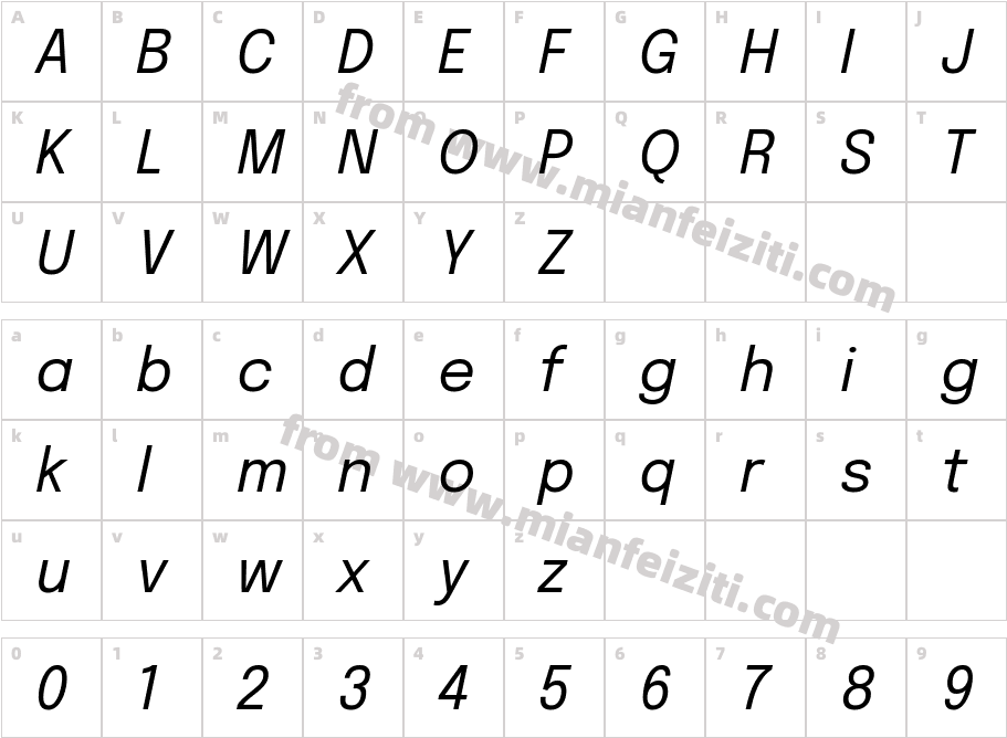 Epilogue  Italic字体字体映射图