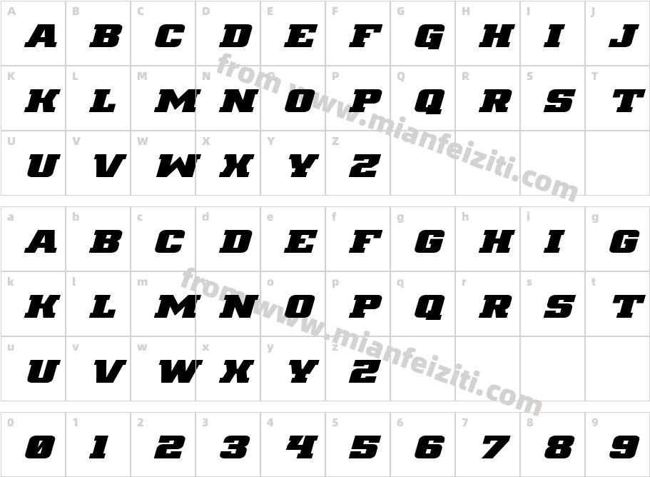 Drover Super-Italic字体字体映射图