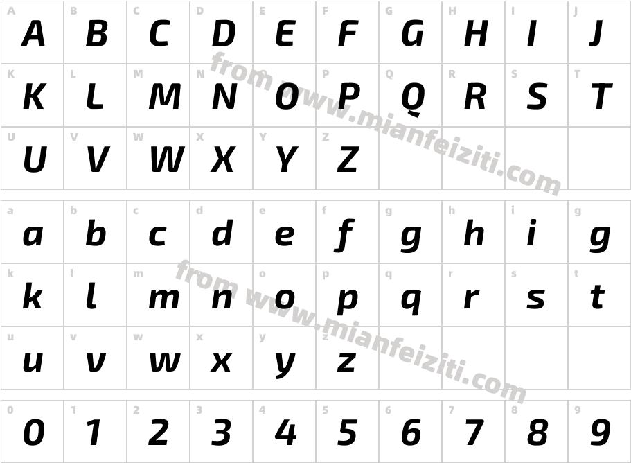 Exo 2  Bold  Italic字体字体映射图