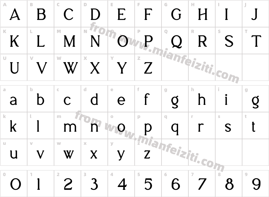Felix Regular字体字体映射图