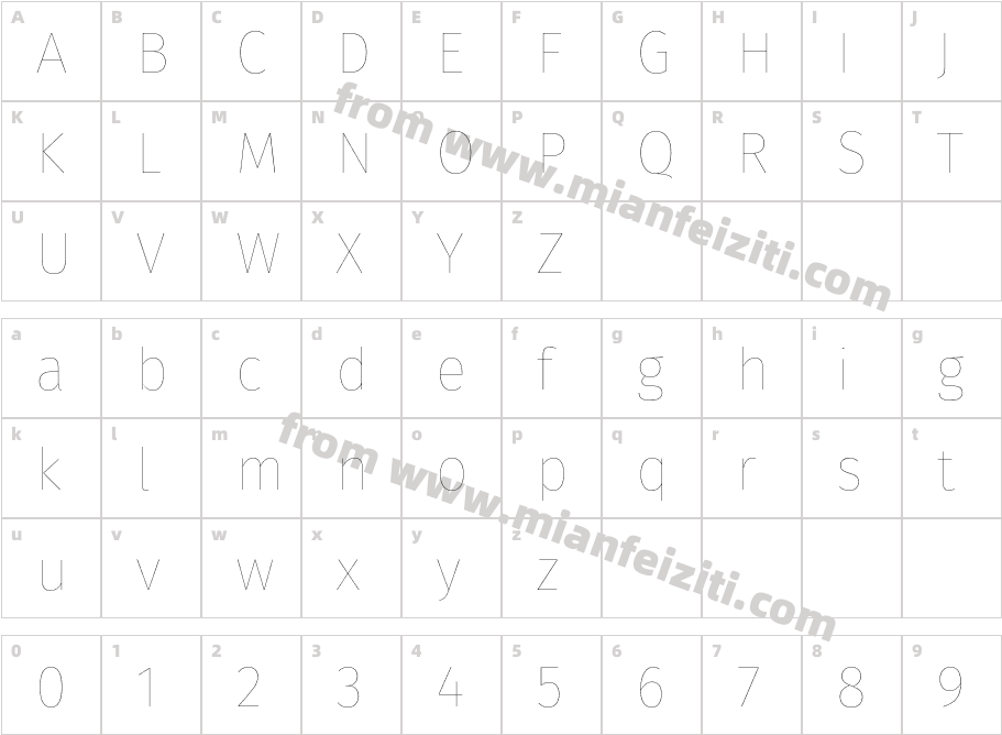 Fira Sans Eight字体字体映射图