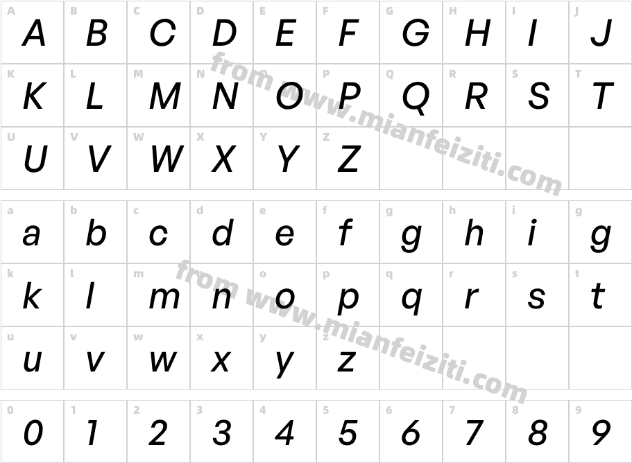 General Sans Medium Italic字体字体映射图