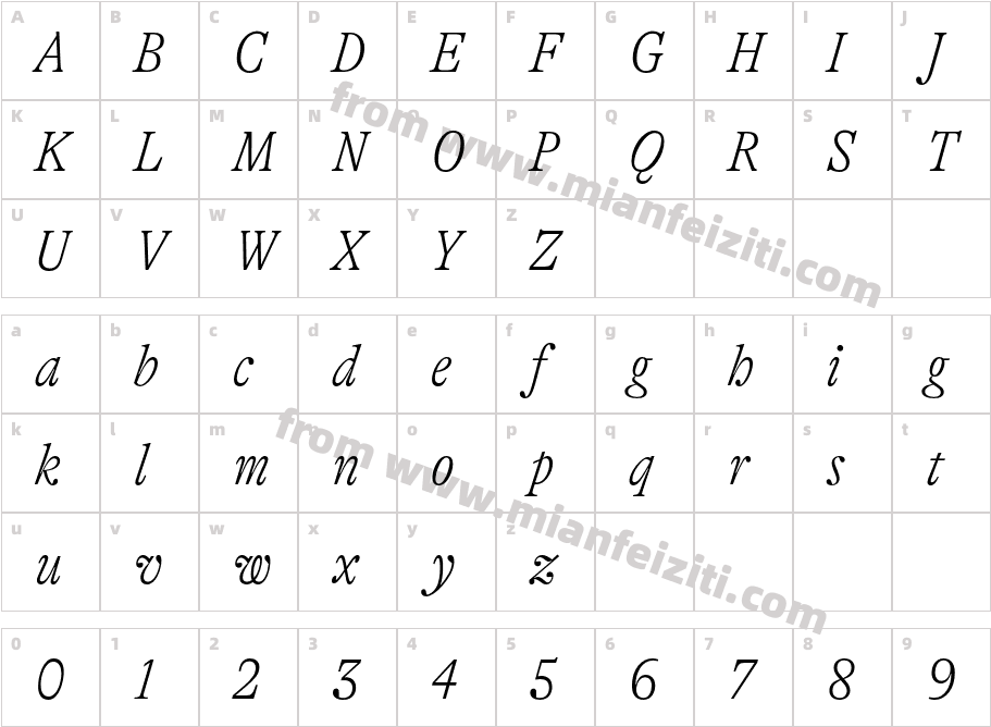 GT Alpina Trial Condensed Thin Italic字体字体映射图