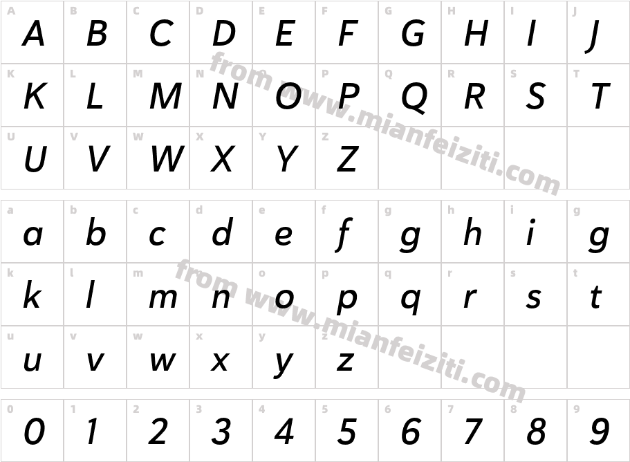 Haboro Sans Norm Demi Italic字体字体映射图