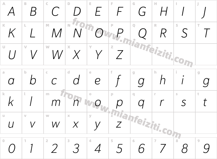 Haboro Sans Norm Light Italic字体字体映射图