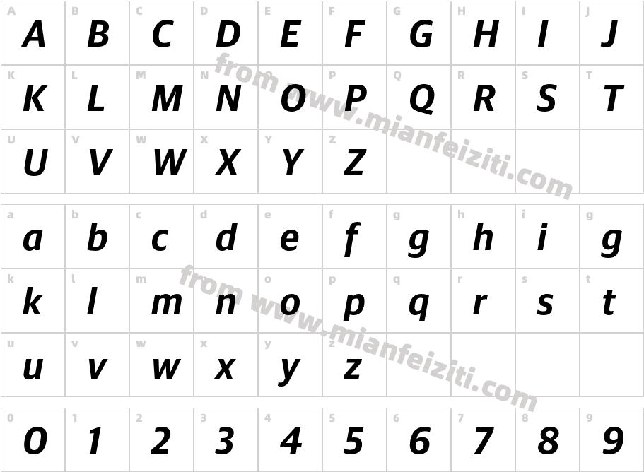 Guardian Sans Semibold Italic字体字体映射图