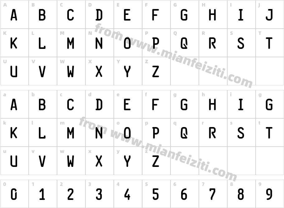 Hu Li Regular字体字体映射图